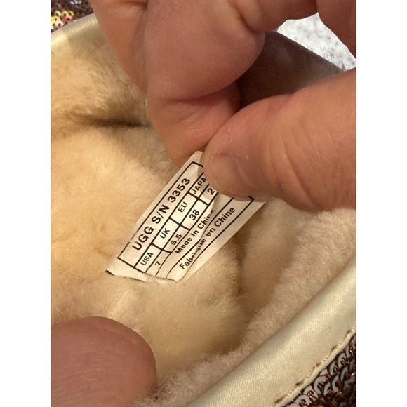 UGG Classic Short Sparkle Sequin Boots Bronze Silver Metallic 3353 Womens 7 - Picture 6 of 6